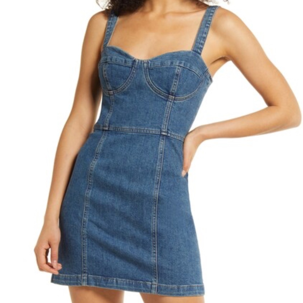 Reformation Nikki Bustier Denim Mini Dress